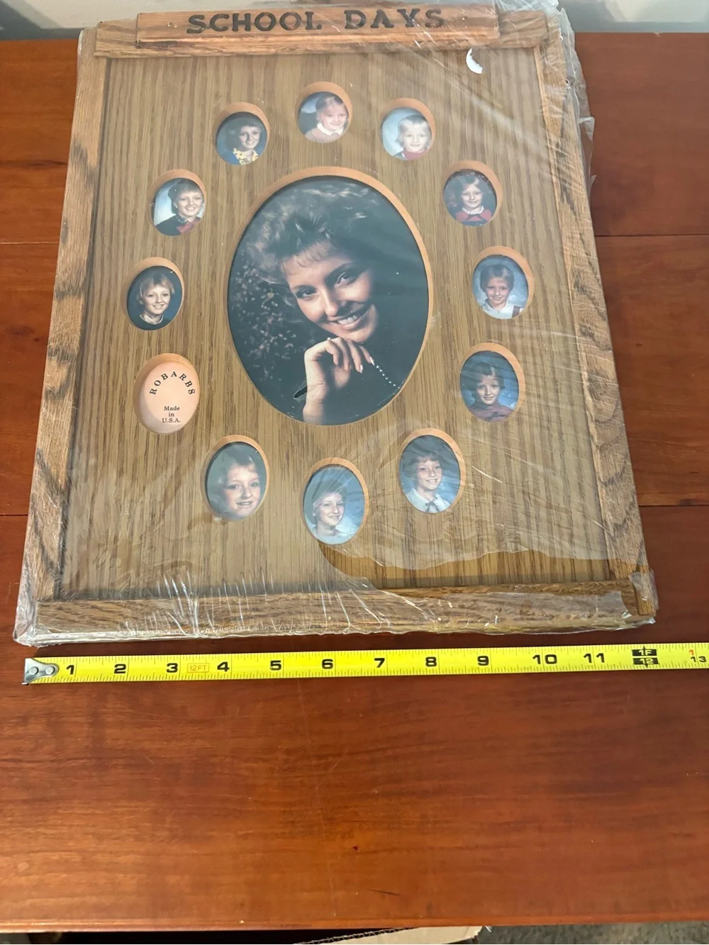 Vtg Robarb’s School Days Solid Oak Photo Frame K-12 Graduation Memory Display